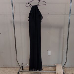 💙Birdy Grey Navy Blue Spaghetti Strap Maxi Dress w/Ruffle Detail Women's sz M💙